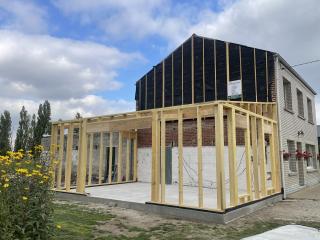 Avant - ossature bois et extension bardage cédral C08